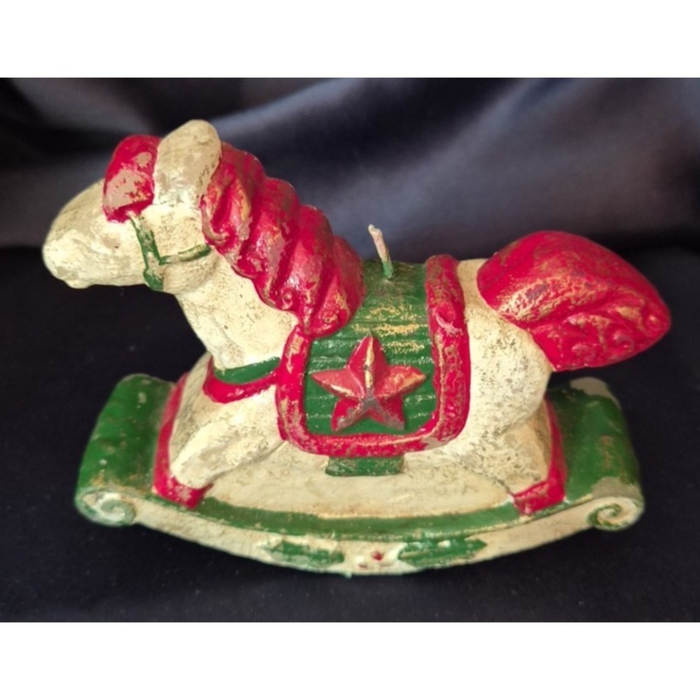 Vintage Christmas Rocking Horse Candle 5"
